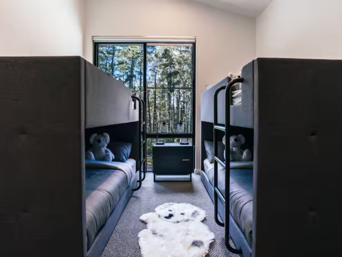 Bunk room with soft bedding for families and children